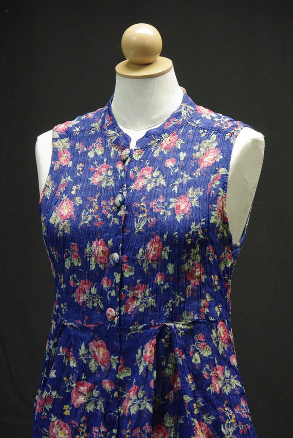 April Cornell Floral Dress, Blue & Rose Print