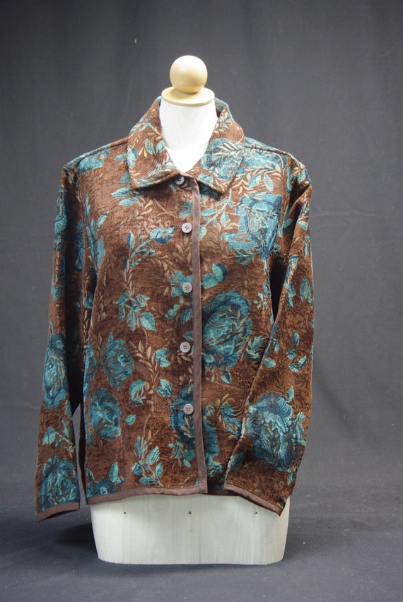 Teal Rose Chenille Jacket