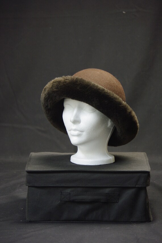 Brown Wool Faux Fur Hat, April Cornell