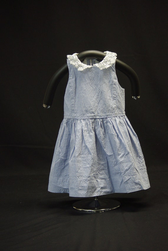 Girl's Blue & White Seersucker Sundress, Polo Ralp