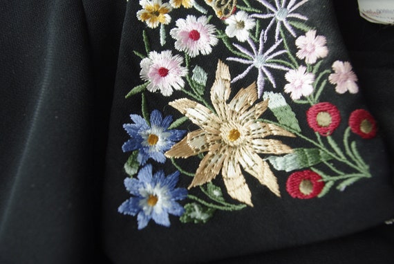 Joseph Ribkoff Black Coat Embroidered Collar Cuff… - image 6