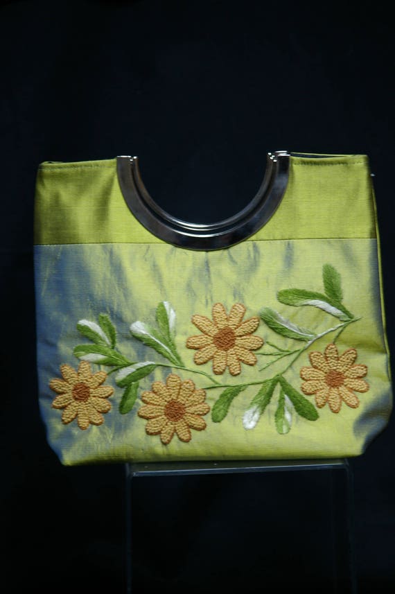 Lime Green Silk Hand Bag
