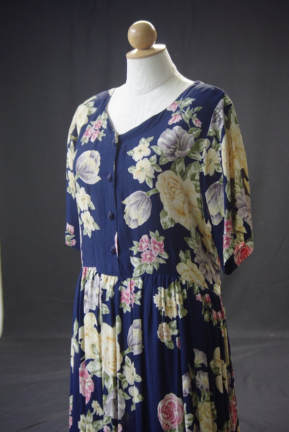 Navy English Floral Dress, April Cornell