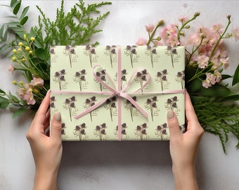 Gift Wrap Rolls: Wild Thistle Gift Wrap - Gift Boutique Wrap - Watercolor Wildflower Illustration - Wedding Shower Wrap - Bridal Shower Wrap