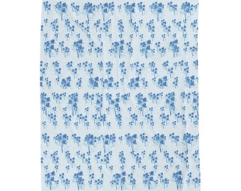 Velveteen Plush Blanket - French Blue Toile