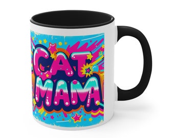 Accent koffiemok, 11oz - Cat Mama - Kitch - Tacky - 90's - Geschenken