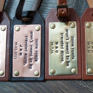 Mens Accessories - Personalized Leather luggage tags, Luggage tags personalized with Brass and Copper Plates, Personalized Gifts For Men