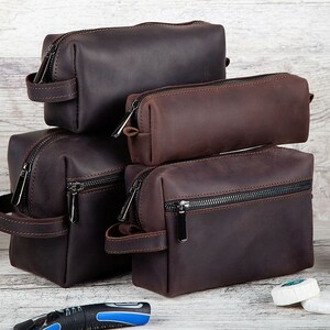 Leather Dopp Kit Father Gift Leather Toiletry Bag Groomsman - Etsy