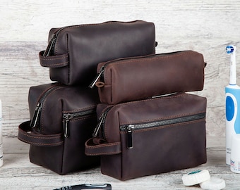 Leather Dopp Kit Father Gift Leather Toiletry Bag Groomsman Gift Fathers Day Gift Best Man Gift Groomsmen Gifts Mens Dopp Kit