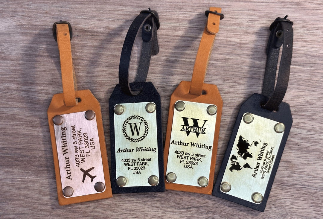 Luggage Tags Personalized With Brass Plates, Leather Luggage Tags Engraving With Copper Plates