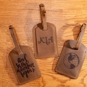 Custom Engraved Leather Luggage Tag: Company Logo, Wedding Favor