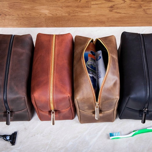 Personalized Leather Dopp Kit for Men Leather Toiletry Bag Etsy
