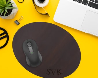 Personalized Leather Mouse Pad: Engraved Desk Accessory, Boss Gift