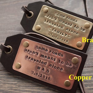 luggage tag stamp letters message, Personalized Leather luggage tag with name and address, luggage tag custom design, Unique luggage tags image 2