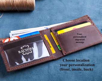Personalized Leather Wallet for Men, Slim Wallet Monogram or Name, Birthday Gift, Gift for Him, Anniversary Gift, Mens Gift, Groomsmen Gift