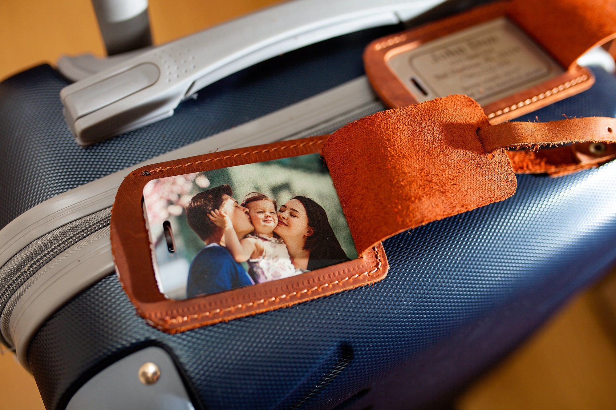 Leather Luggage Tag Custom Photo Luggage Tag Gift for Dad Etsy