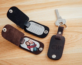 Leather Photo Keychain: Personalized Picture Key Fob