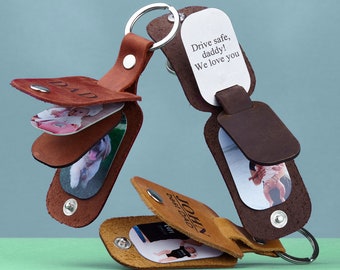 Personalized Leather Photo Keychain, First Father's Day Gift