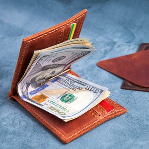 Billetera de cuero, Billetera con clip para billetes, Billetera personalizada, Billetera de cuero para hombre, Billetera de regalo, Billeteras de cuero minimalistas, Regalos para hombres