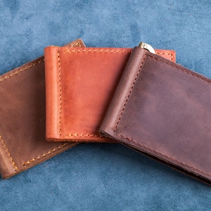 Billetera con clip para dinero como regalo para padrinos de boda, billetera para hombres, billetera de cuero, billetera de cuero personalizada, billetera para padrinos de boda, billetera de cuero para hombres