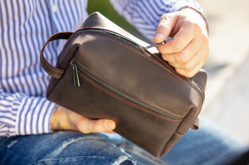 Leather Travel Bag Groomsmen proposal gift Leather Dopp Kit Etsy