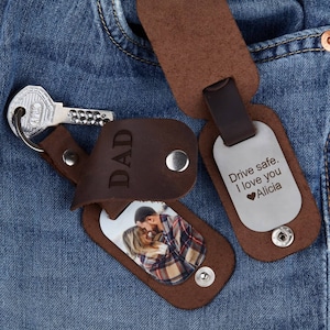 Porte-clés en cuir pour homme avec photo, cadeau personnalisé pour lui porte-clé pour homme porte-clé personnalisé pour lui, cadeau d'anniversaire de mariage