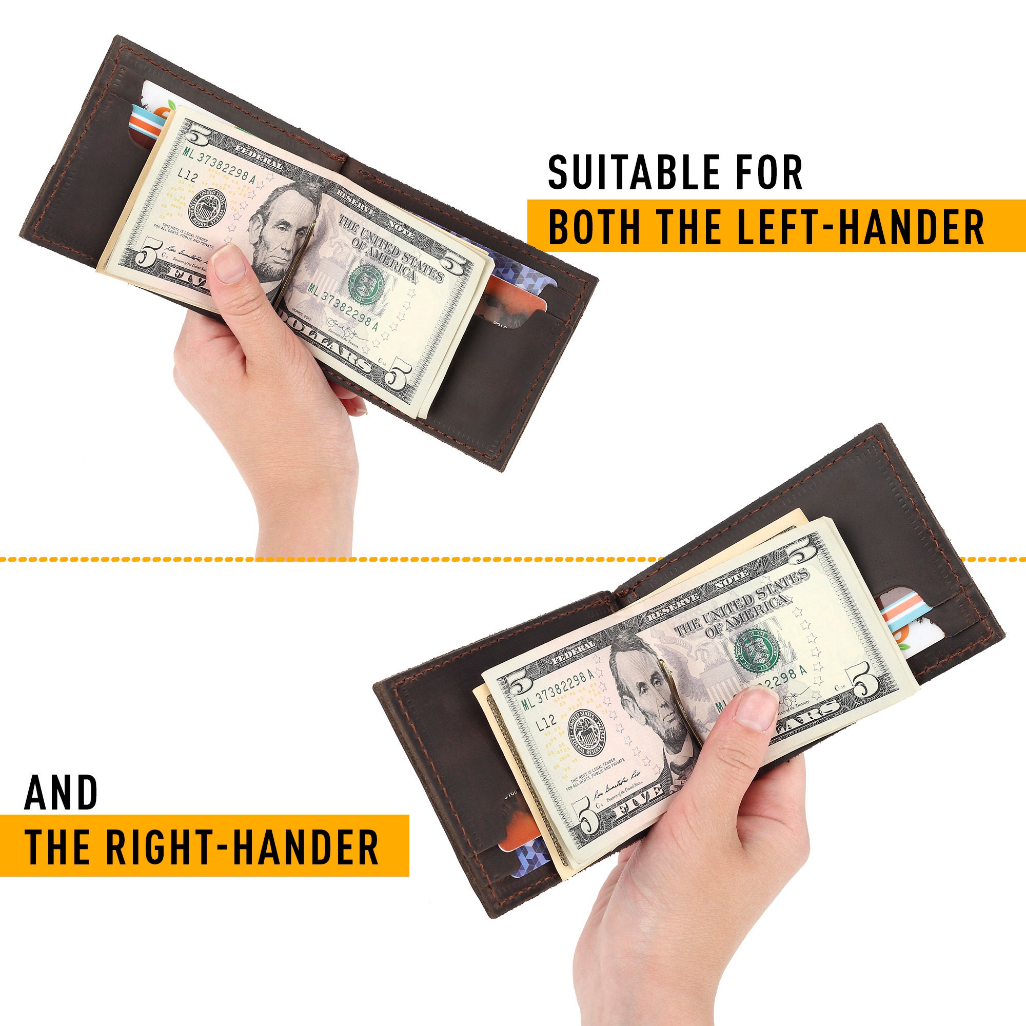 Minimalist Wallet Money Clip Wallet Leather Money Clip | Etsy