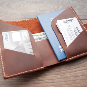 Handmade Leather Passport Wallet: Personalized Travel Wallet, Groomsmen Gift
