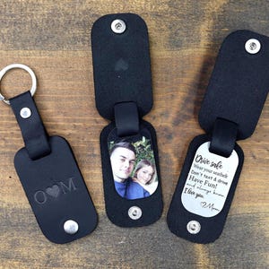 Personalized Leather Keychain, Custom Photo & Text, Gift for Him