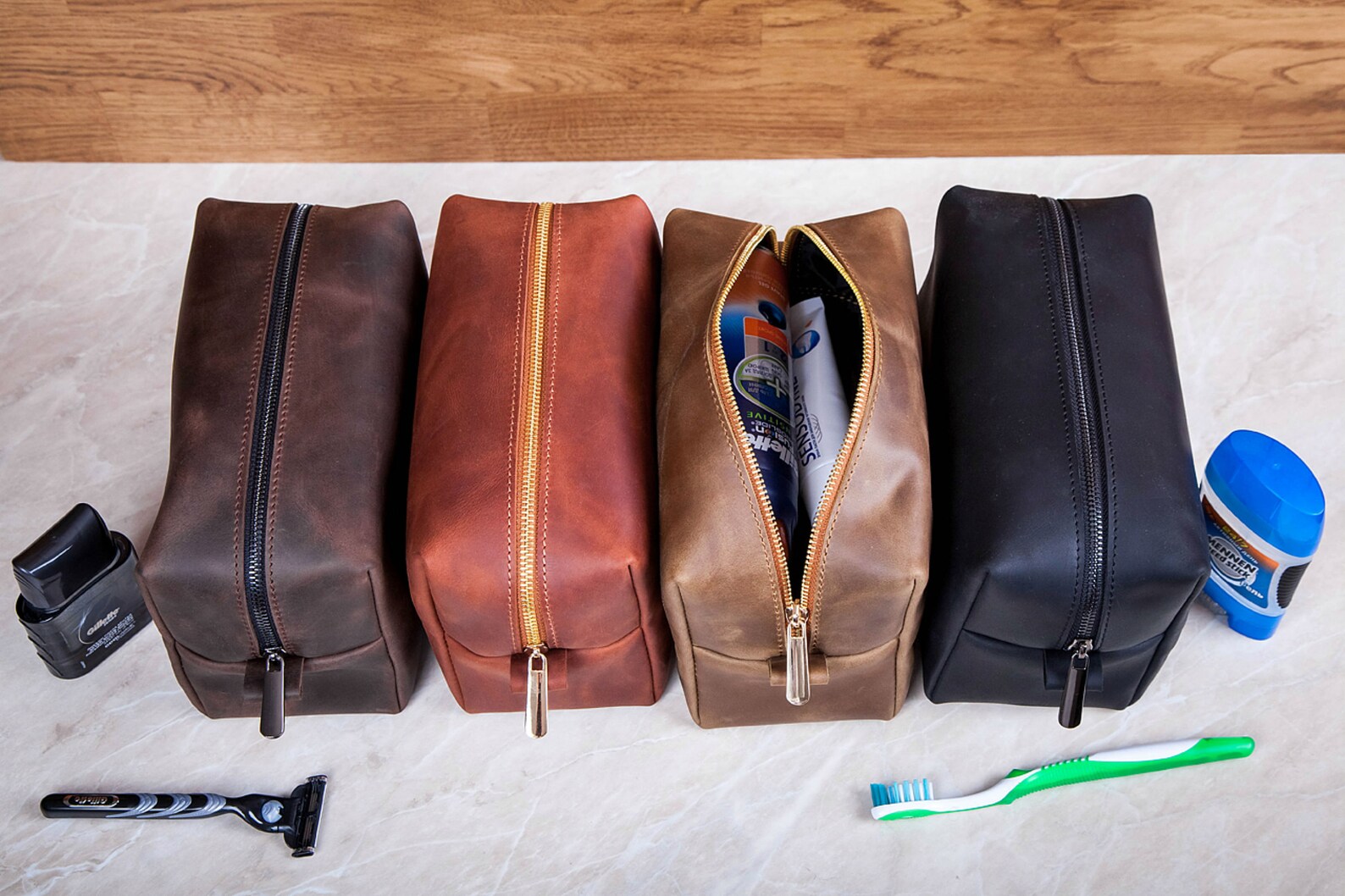 Dopp Kit Leather Toiletry Bag Mens Custom Dopp Kit Travel Bag | Etsy