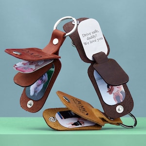 Porte-clé photo, porte-clé papa en cuir, cadeau photo pour papa, porte-clé photo personnalisé, cadeau papa, premier cadeau fête des pères