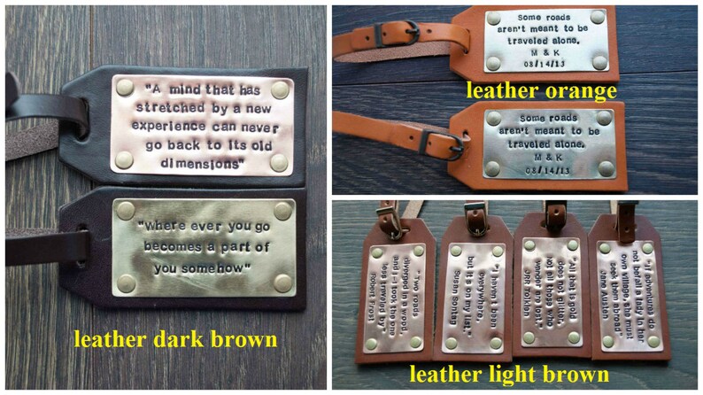 luggage tag stamp letters message, Personalized Leather luggage tag with name and address, luggage tag custom design, Unique luggage tags image 8