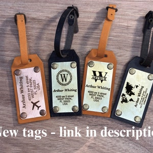 luggage tag stamp letters message, Personalized Leather luggage tag with name and address, luggage tag custom design, Unique luggage tags image 4