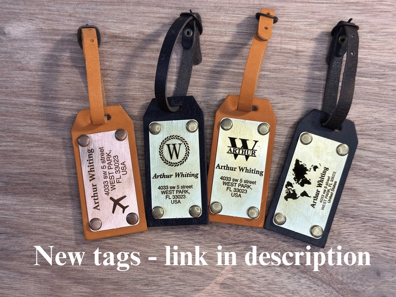 luggage tag stamp letters message, Personalized Leather luggage tag with name and address, luggage tag custom design, Unique luggage tags image 4