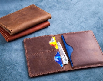 Personalized Leather Passport Cover & Luggage Tag Set: Handmade Travel Wallet