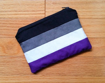 Handmade Asexual Pride Flag Zipper Pouch | Zipper Bag | Coin Purse | Cosmetic Bag | Makeup Pouch | Organizer Pouch | OOAK | Hand Sewn