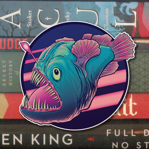 Deep Sea Anglerfish Vinyl Sticker | Water Bottle Decals, Laptop Decals, Car Vinyl Stickers