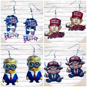 Adult Earrings, Unique Earrings, Statement Earrings, Dangle Earrings, MAGA Earrings, Unique Gifts, Trump Earrings, Inappropriate Earrings