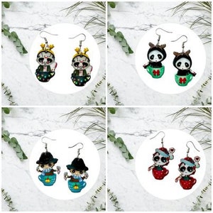 Horror Guy Christmas Dangle Earrings, Horror Christmas Earrings, Halloween Christmas Earrings, Christmas Dangle Earrings, Statement Earrings