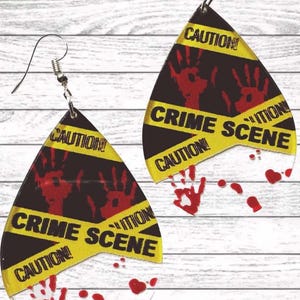 Crime Scene Dangle Earrings, Crime Earrings, Murder Earrings, Unique Earrings, Statement Earrings, Crime Junkie, Crime Show, Crime Doc Lover