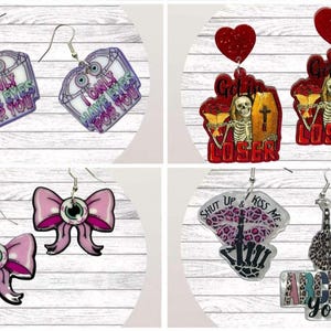 Valentines Creepy Dangle Earrings, Valloween Earrings, Dangle Earrings, Spooky Cute Earrings, Statement Earrings, Goth Valentine&#39;s Earrings,
