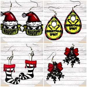 Christmas Creepy Dangle Earrings, Spooky Christmas Earrings, Statement Earrings, Dangle Earrings, Goth Christmas Earrings, Goth Earrings