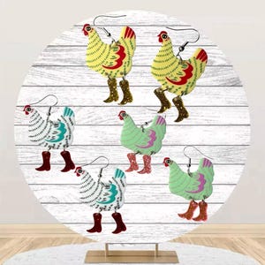 Animal Earrings, Chicken Earrings, Unique Earrings, Statement Earrings, Fun Earring, Farm Animals, Chickens, Acrylic Earrings