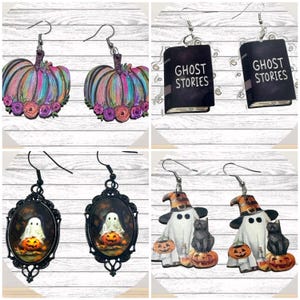 Halloween Earrings, Unique Earrings, Statement Earrings, Pumpkin Earrings, Spooky Earrings, Creepy Earrings, Ghost Earrings