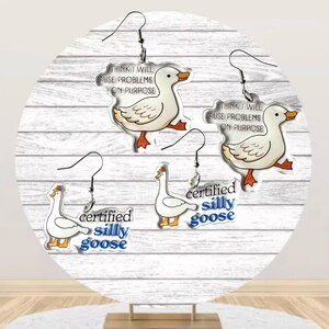 Animal Earrings, Goose Dangle Earrings, Goose Earrings, Unique Earrings, Statement Earrings, Dangle Earrings, Fun Earring, Funny Earrings