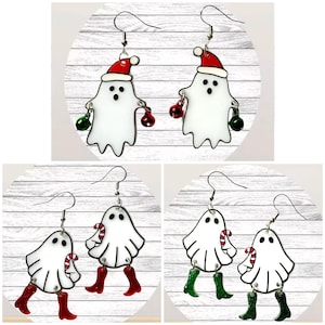 Christmas Bells Dangle Earrings, Spooky Christmas Earrings, Statement Earrings, Ghost Christmas, Bell Earrings, Goth Christmas Earrings