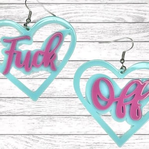 Adult Earrings, Cuss Earrings, Profanity Earrings, F Off Earrings, Profanity, Earrings, Unique Earrings, Funny Earrings, Inappropriate