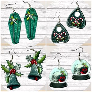Christmas Creepy Dangle Earrings, Spooky Christmas Earrings, Statement Earrings, Dangle Earrings, Goth Christmas Earrings, Goth Earrings