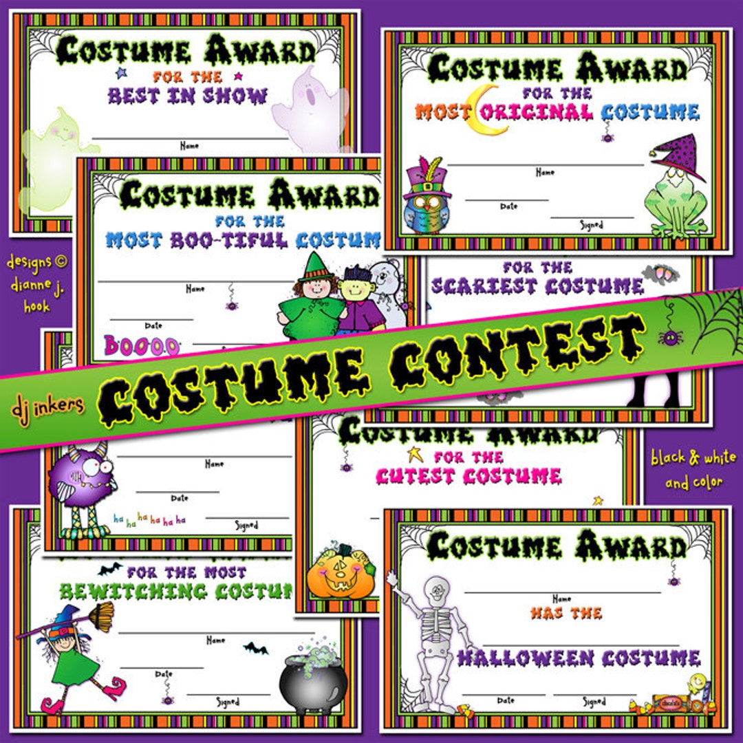 Costume Contest - 8 Printable Certificates for Halloween - Etsy