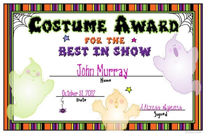 Costume Contest Printable Certificates for Halloween - Etsy